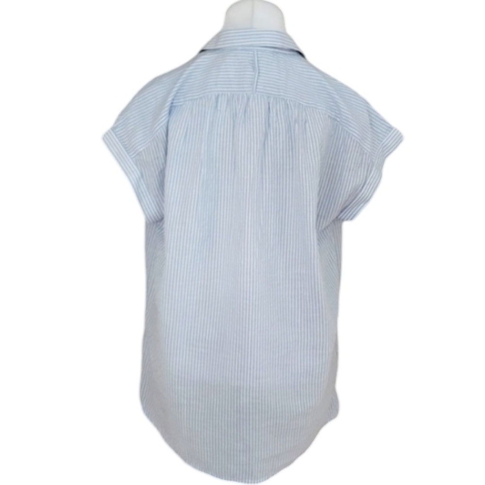 Beachlunchlounge Blue Striped Pullover‎ Blouse Women's Medium - Picture 2 of 6